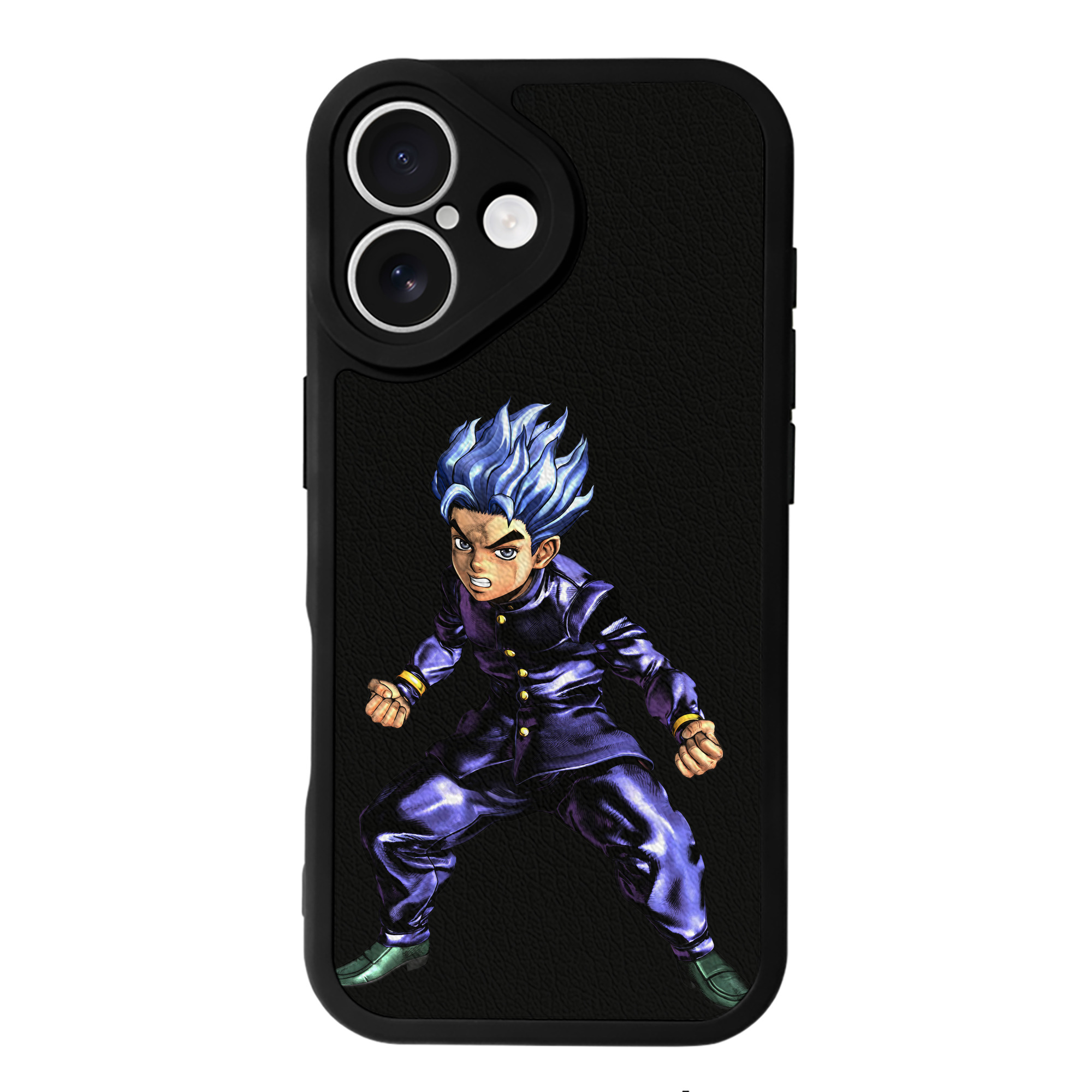 （画像用） ジョジョの奇妙な冒険 広瀨康一 JoJo's Bizarre Adventure Hirose Koichi 【iPhone 16シリーズ対応】シリコンスマホケース（レザー調） 材質：シリコン
